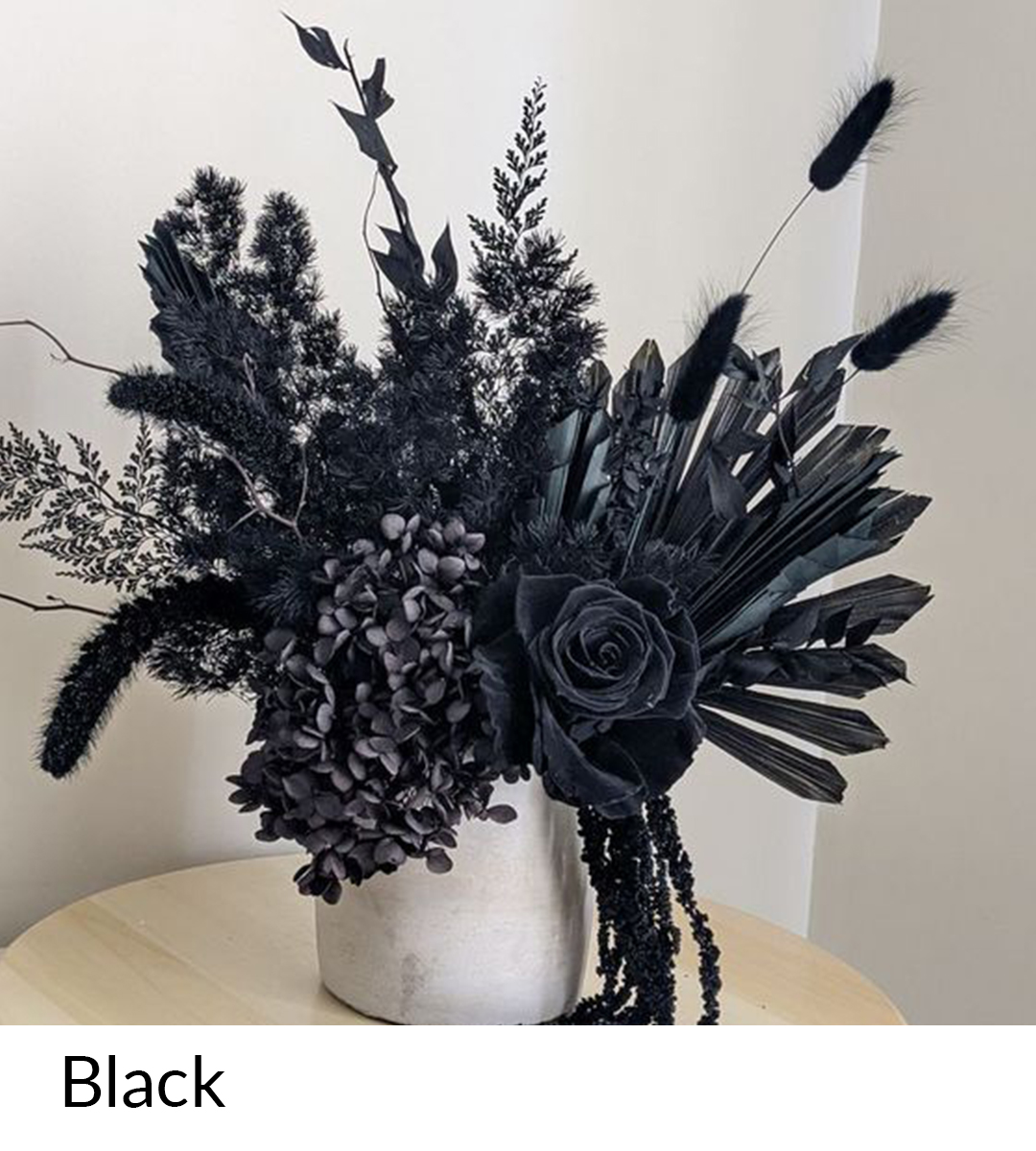 black pampas grass and dried flower
