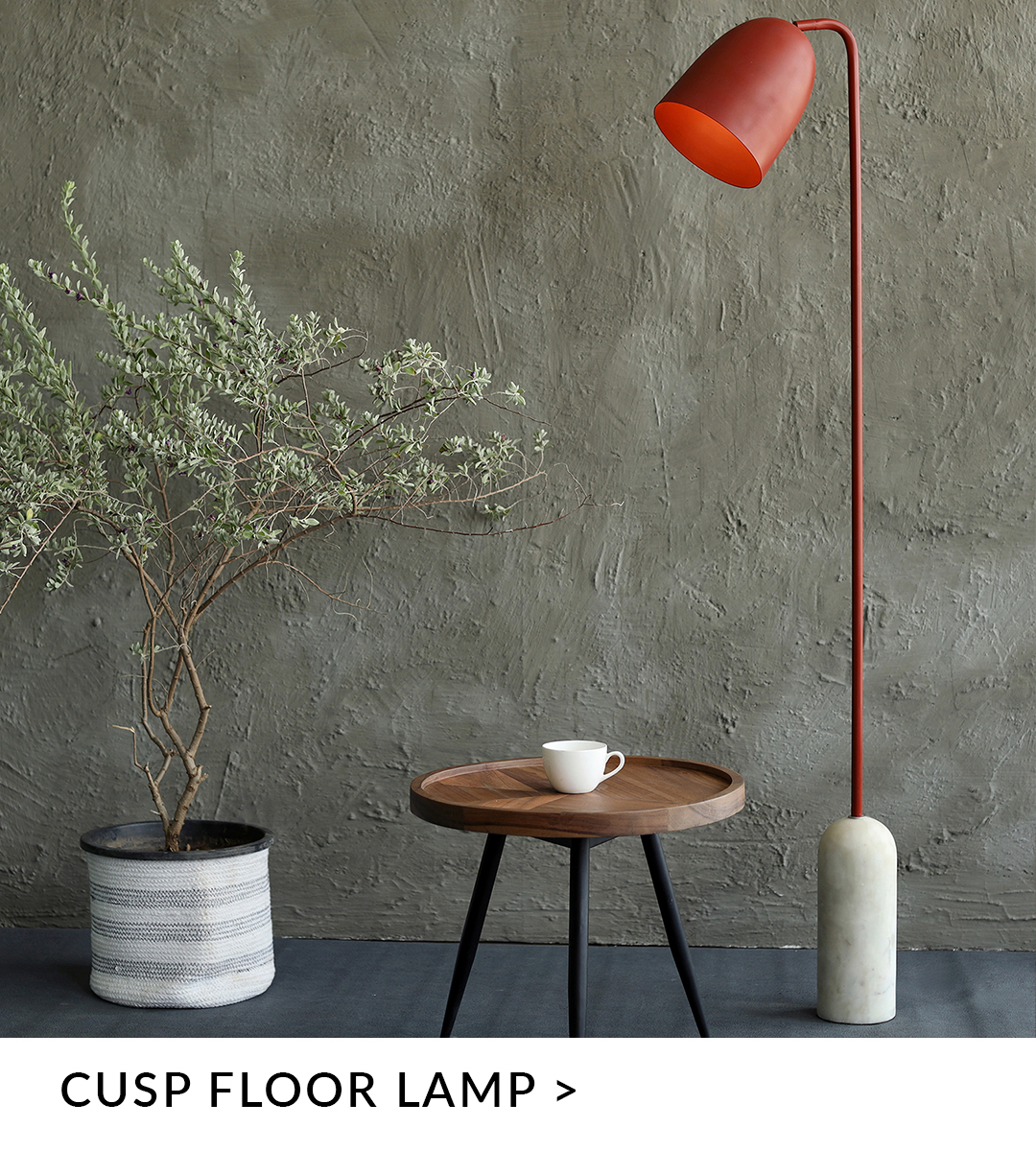 red metal floor lamp